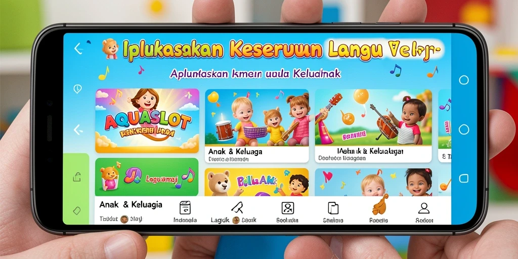 Tampilan antarmuka AQUASLOT yang ramah anak dan menarik.